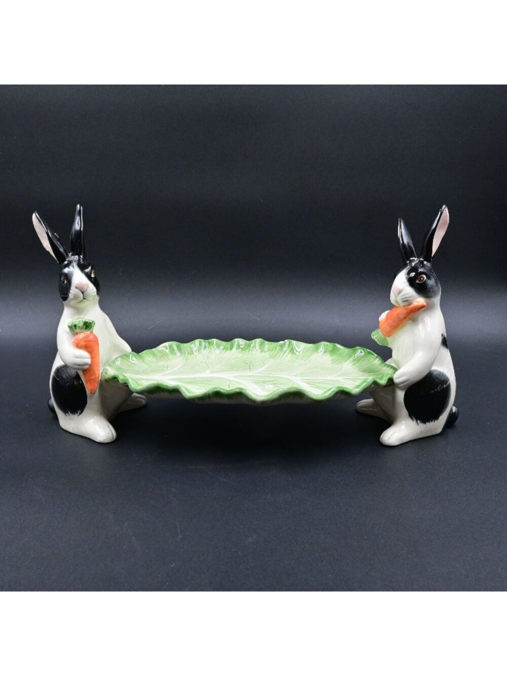 Fitz and Floyd Easter Rabbit Lettuce Serving Tray Dish Kensington 1988 Repaired